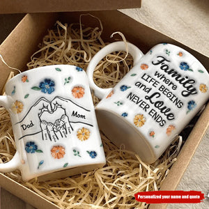 A Happy Family Is But An Earlier Heaven - Family Personalized Custom 3D Inflated Effect Printed Mug - Gift For Family Members