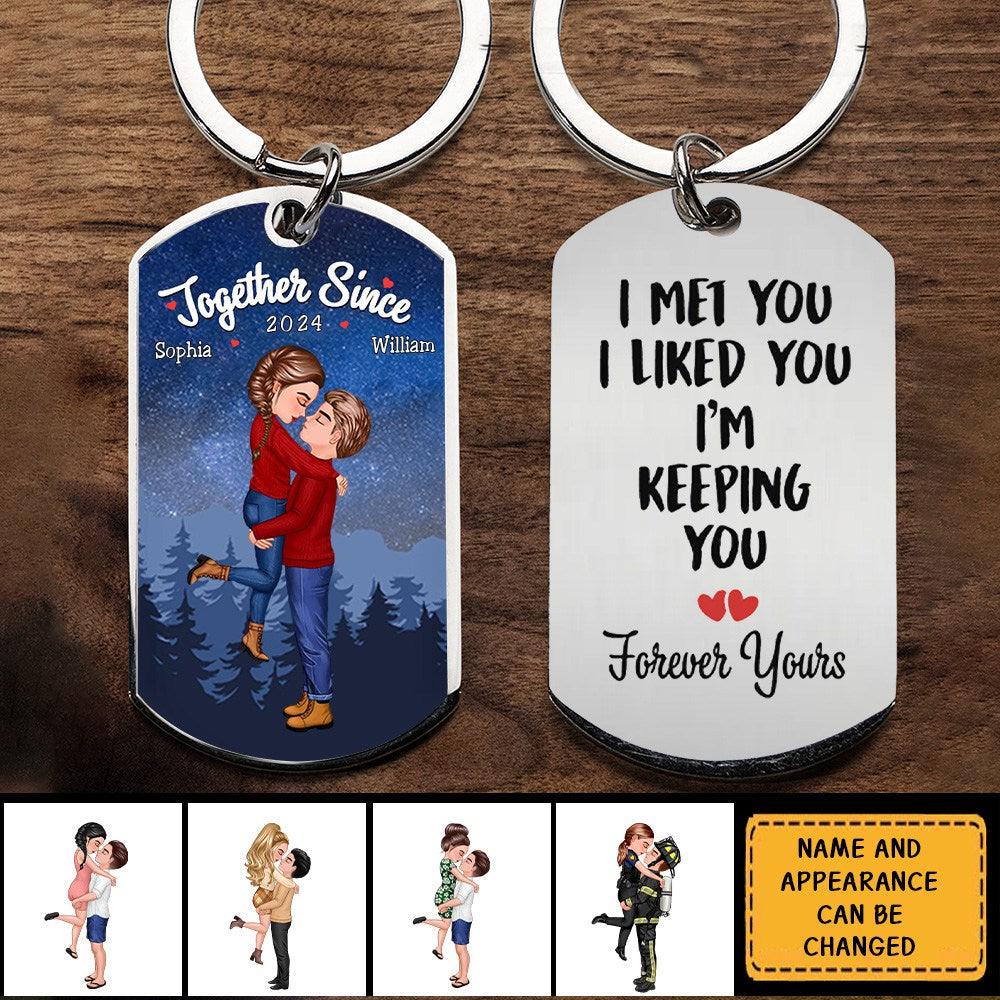 Our Love Story Is My Favorite - Couple Personalized Custom Keychain - Gift For Husband Wife, Anniversary