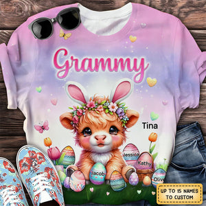 Grandma Easter Eggs Custom Grandkid Names All-over Print Personalized T-shirt