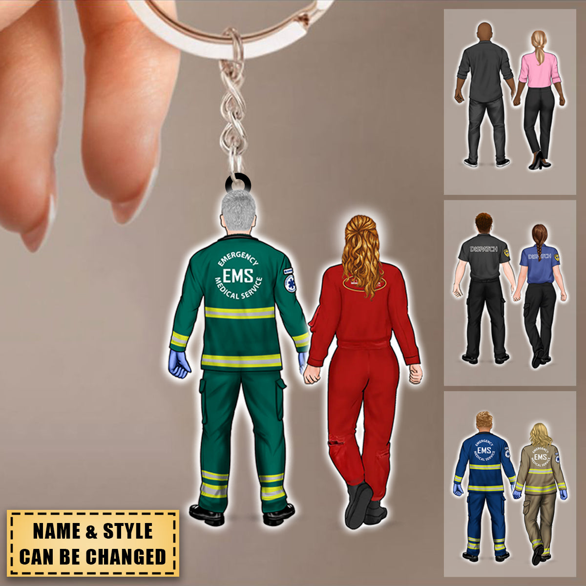 Couple Friends - Personalized Keychain Firefighter, EMS, Police Officer, Nurse