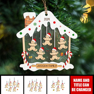 Gingerbread House Family Christmas Personalized 2-Layered Wood And Acrylic Ornament