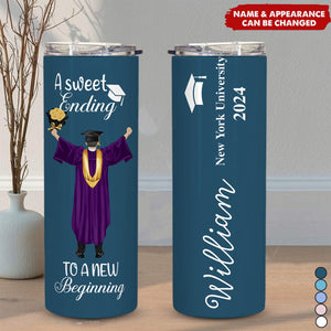 Graduation Tumbler A Sweet Ending - Personalized Skinny Tumbler