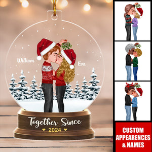 Couple Under Mistletoe Snow Globe Personalized Acrylic Ornament