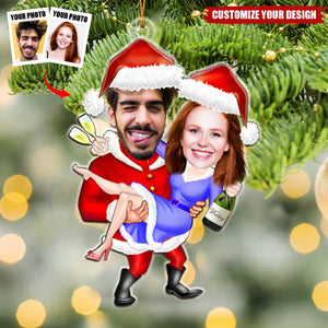 Custom Photo Funny Christmas Couple Personalized Acrylic Ornament