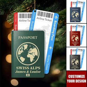 Honeymoon Vacation Custom Passport Travel - Personalized Acrylic Christmas Ornament