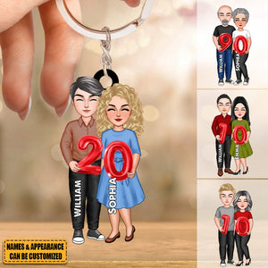 Couple Holding Balloons Anniversary Gift Personalized Acrylic Keychain