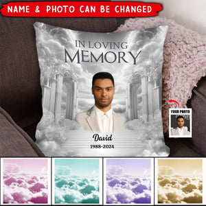 Memorial Upload Photo Heaven Gate Sky, In Loving Memory Personalized Pillow