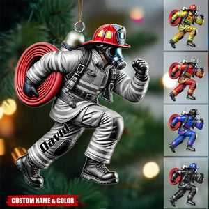 Firefighter Hero Personalized Acrylic Ornament, Christmas Gift For Firefighter