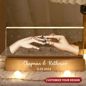 Will You Marry Me? She Said Yes! - Personalized Acrylic Block LED Night Light, Just Engaged Gifts for Couples