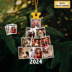 Photo Family Tree Christmas - Personalized Family Photo Ornament