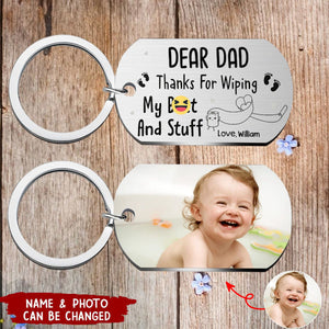 Custom Photo Thanks For Wiping - Personalized Stainless Steel Keychain