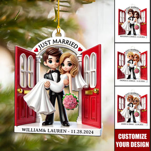 Wedding Couple Threshold - Personalized Acrylic Christmas Ornament, Gift For MR. & MRS.