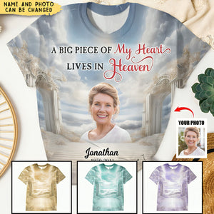 Memorial Upload Photo Heaven Gate Sky, In Loving Memory Personalized 3D T-shirt