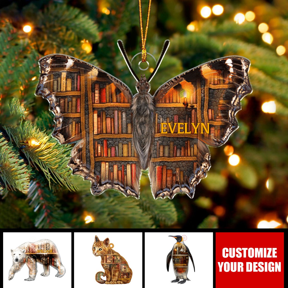 Animal Book - Personalized Acrylic Ornament, Gift For Animal And Book Lovers