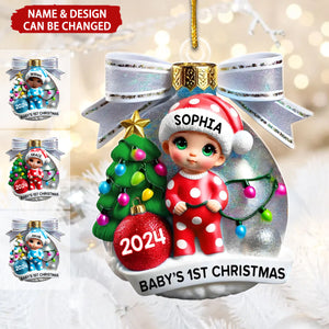 Baby First Christmas 3D Effect Personalized Acrylic Ornament, Gift for Newborn