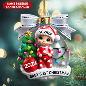 Baby First Christmas 3D Effect Personalized Acrylic Ornament, Gift for Newborn