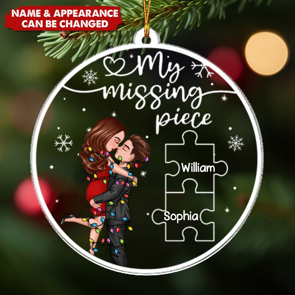 My Missing Piece Christmas Lights - Personalized Acrylic Ornament