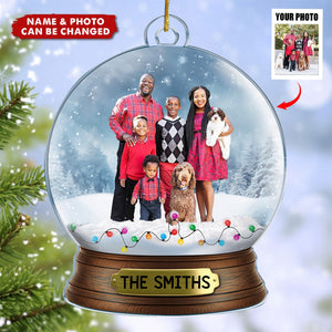 Custom Photo Magic Time - Family Personalized Acrylic Ornament - Christmas Gift For Family Members