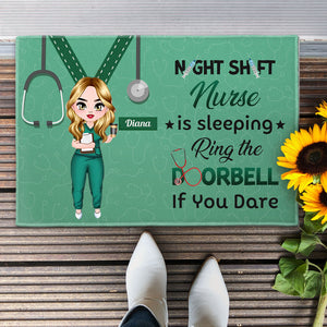 Night Shift Nurse Sleeping - Personalized Doormat