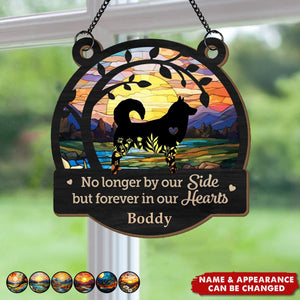 You Left Paw Prints On Our Hearts - Memorial Personalized Window Hanging Suncatcher Ornament