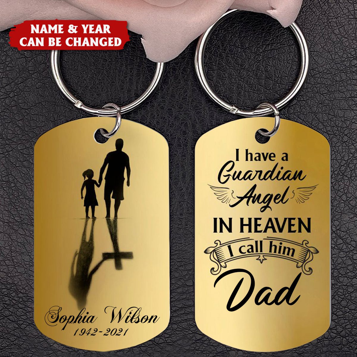 Personalized Gift For Dad Keychain I Have A Guardian Angel