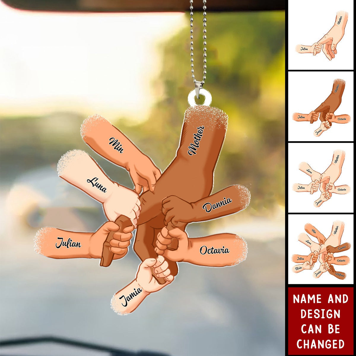 Hand In Hand With Color - Gift For Mom, Mother, Grandma, Dad, Father, Grandpa - Personalized Car Ornament