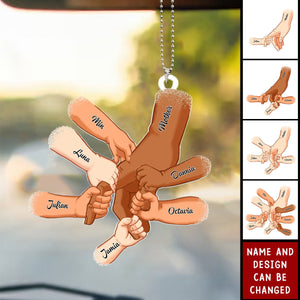 Hand In Hand With Color - Gift For Mom, Mother, Grandma, Dad, Father, Grandpa - Personalized Car Ornament