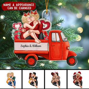 Couple Sitting On Love Truck - Personalized Ornament