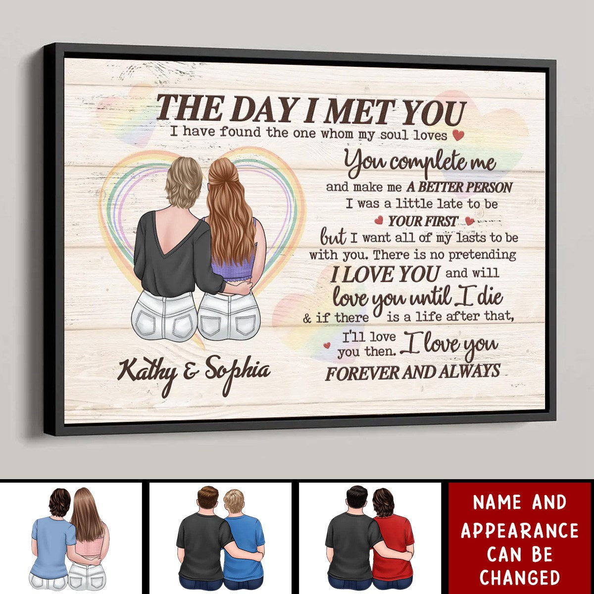 Every Day I'm With You, I Love You More - Couple Personalized Custom Horizontal Poster - Gift For Husband Wife, Anniversary, LGBTQ