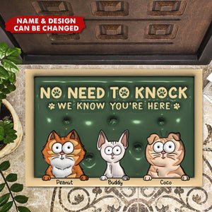 No Need To Knock - Dog & Cat Personalized Custom 3D Inflated Effect Doormat - House Warming Gift For Pet Owners, Pet Lovers