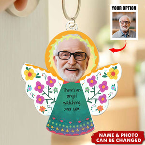 There's An Angel Watching Over You - Personalized Photo Keychian