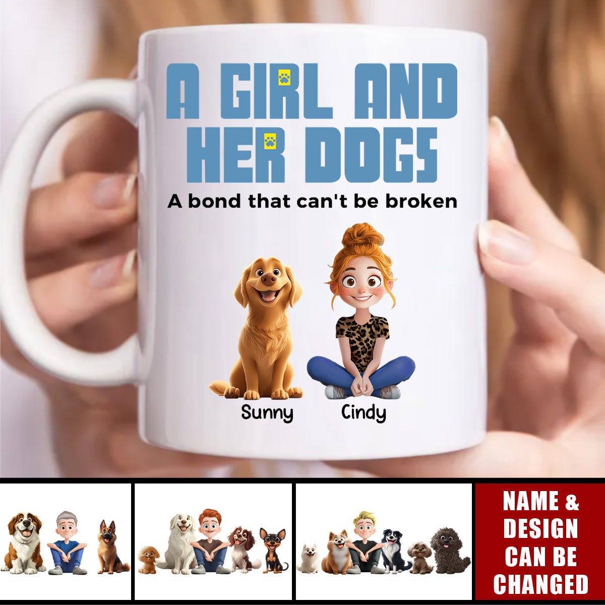 A Girl & Her Dogs - Personalized Mug