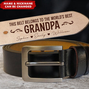 This Belt Belongs To The World's Best Dad - Personalized Engraved Leather Belt