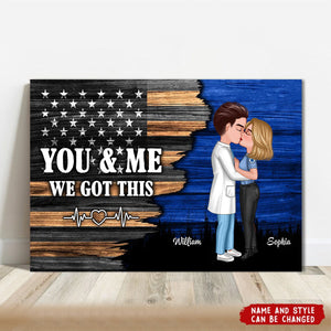 Hero Couple Kissing Half Flag Gifts By Occupation Personalized Horizontal Poster