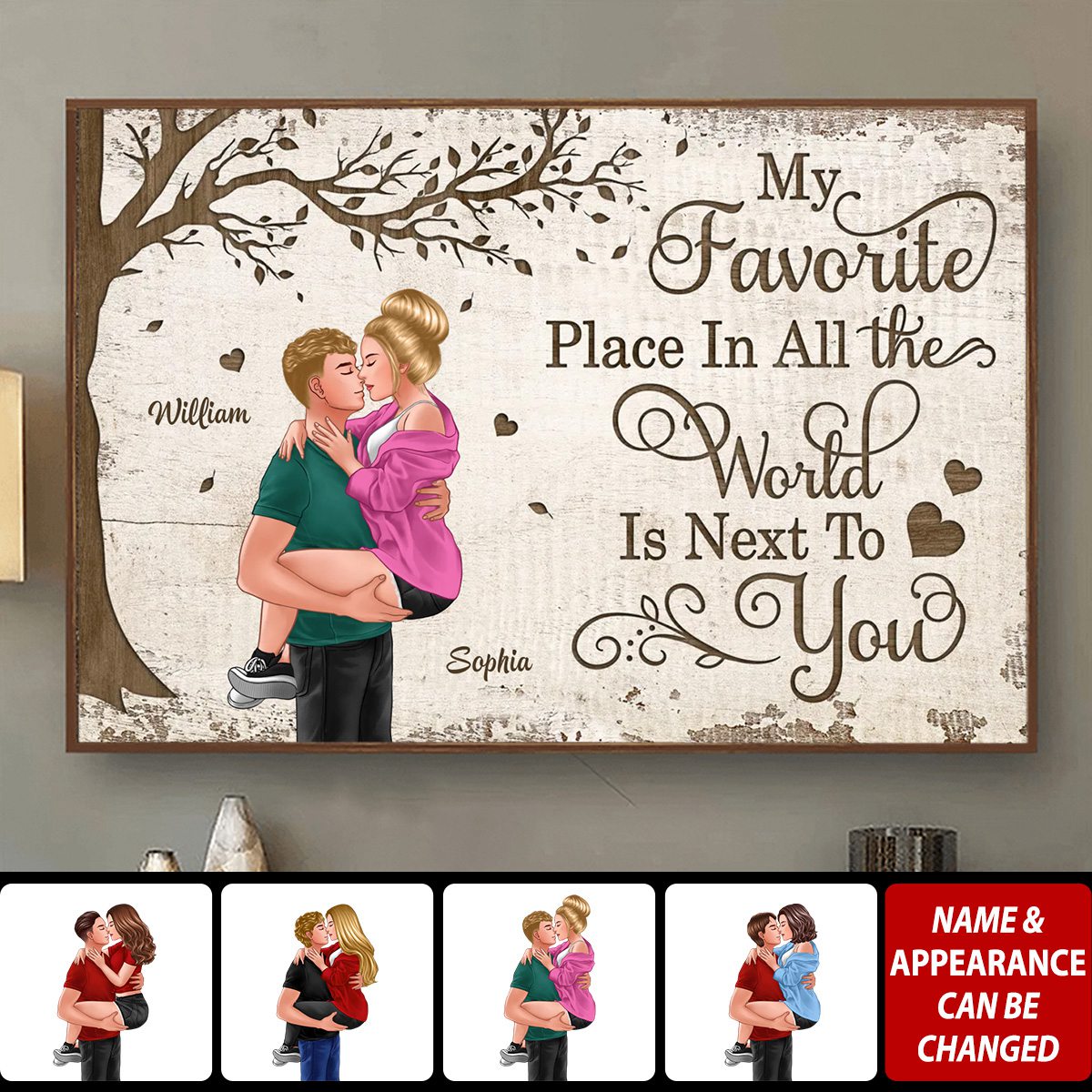 Favorite Place In The World Couple Kissing Passionate Personalized Poster, Valentine‘s Day Gift For Him, For Her