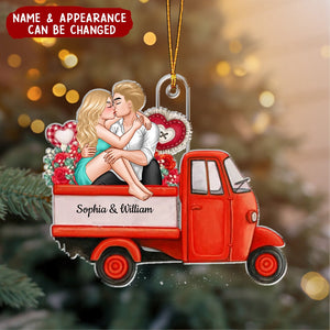 Couple Sitting On Love Truck - Personalized Ornament