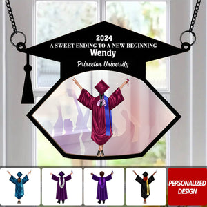 Graduation A Sweet Ending - Personalized Window Hanging Suncatcher Ornament