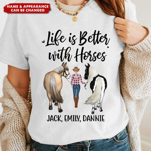 Thank God for Horses & Friends - Personalized T-Shirt For Her, Horse Lovers