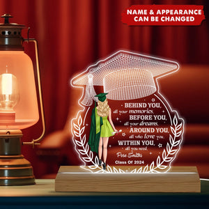 Behind You All Your Memories Graduation Gift Personalized Custom Shape Warm LED Night Light