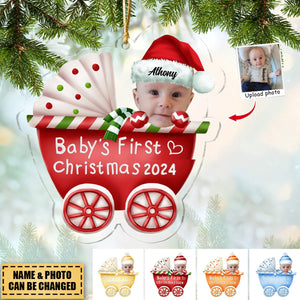 Transparent Ornament - Custom Acrylic Ornament from Photo - Baby Onesie - My First Christmas 2024