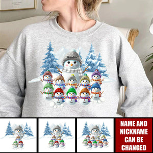 Christmas Blue Vibe Snowman Grandma Mom Colorful Kids Personalized Sweatshirt