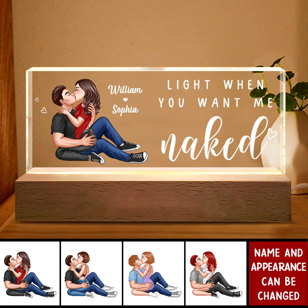 Light When You Want Me Personalized LED Night Light, Gift For Him