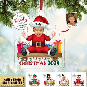 Transparent Ornament - Custom Transparent Ornament from Photo - Dear Mommy you're doing a great job Christmas 2024