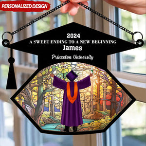 Graduation A Sweet Ending - Personalized Window Hanging Suncatcher Ornament