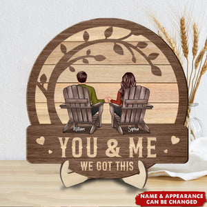 Couple We Got This Sitting Back View Under Tree Personalized 2-Layer Wooden Plaque