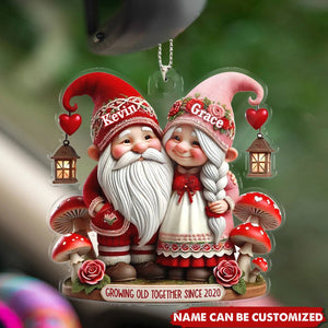 3D Effect Valentine's Dwarf Couple Personalized Ornament, Valentine's Day Gift