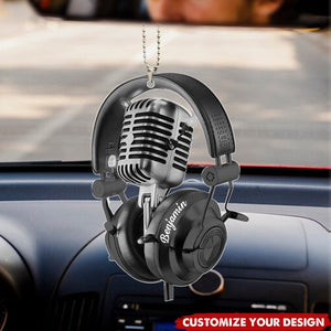 Microphone Radio - Personalized Acrylic Car Ornament, Gift For Music Lovers