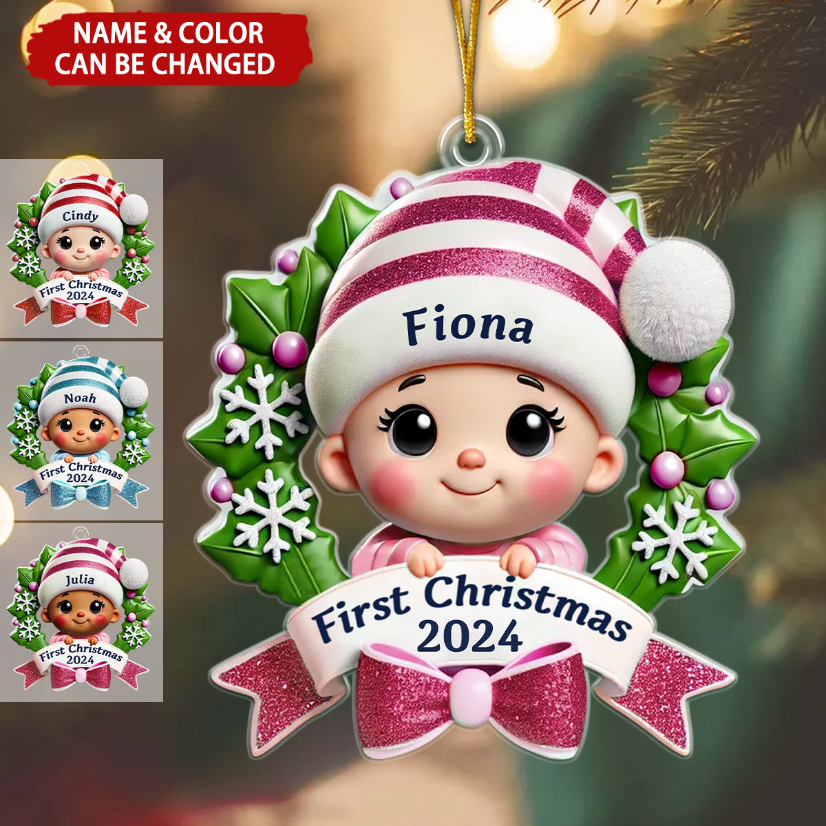 Adorable Baby's First Christmas Personalized Christmas Ornament