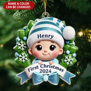 Adorable Baby's First Christmas Personalized Christmas Ornament