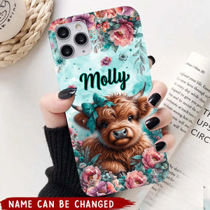 Baby Highland Cow Personalized Phone Case